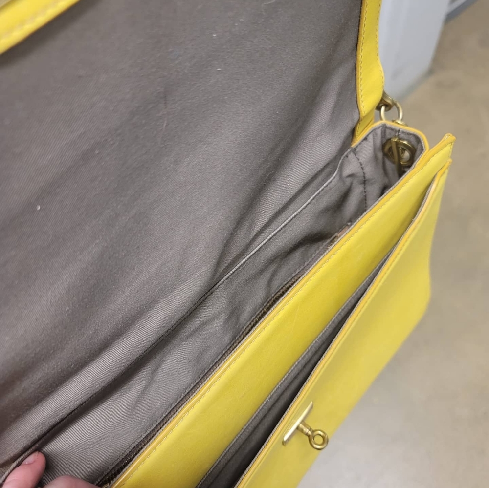 J Crew leather purse yellow art deco - Picture 3 of 4